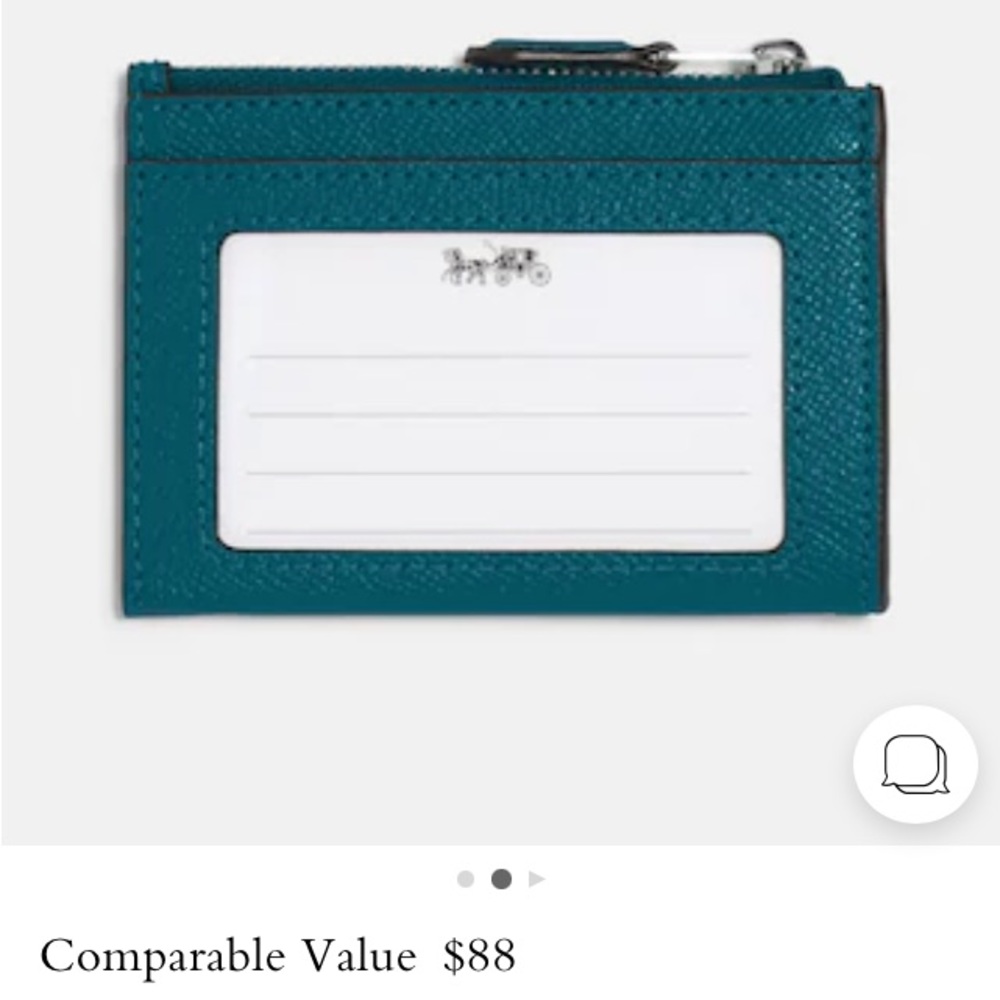 Coach mini skinny Id case. Silver/Deep turquoise. New/tags - Picture 3 of 5